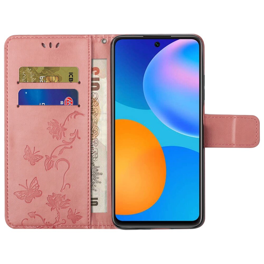 Funda de cuero con mariposas para Samsung Galaxy A73 5G, rosado