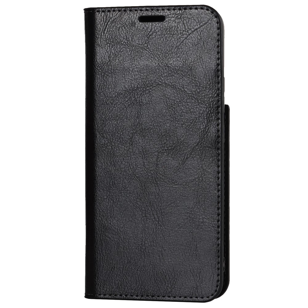 Funda cartera de cuero genuino Samsung Galaxy S22 Negro
