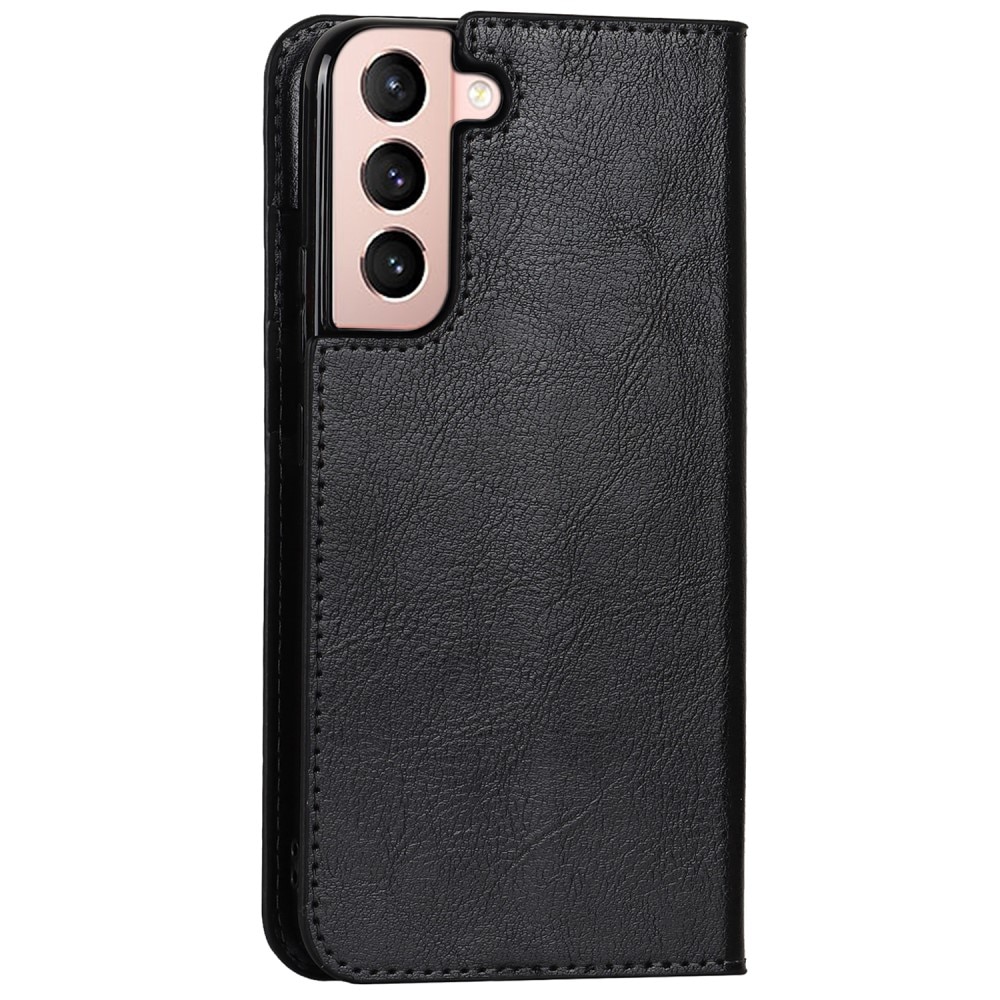 Funda cartera de cuero genuino Samsung Galaxy S22 Negro