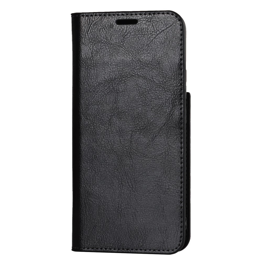 Funda cartera de cuero genuino Samsung Galaxy S22 Plus Negro