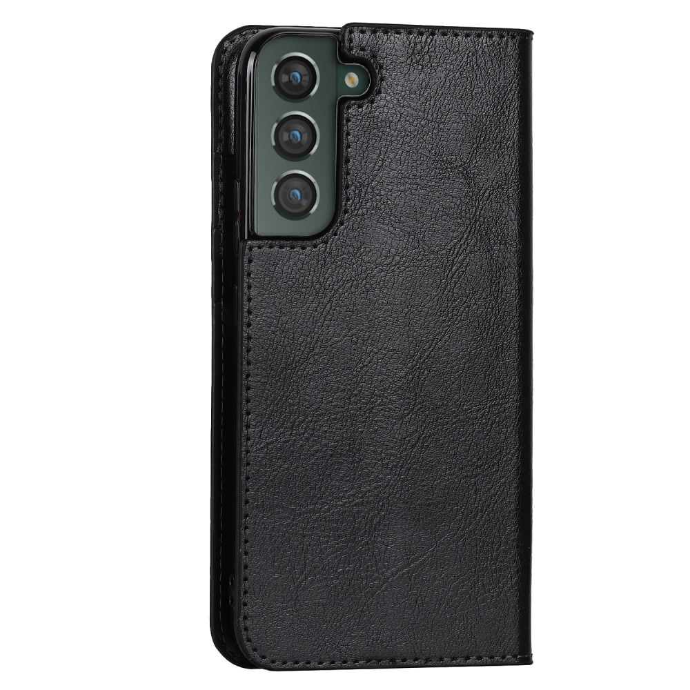 Funda cartera de cuero genuino Samsung Galaxy S22 Plus Negro