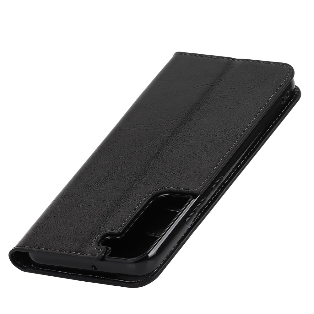 Funda cartera de cuero genuino Samsung Galaxy S22 Plus Negro