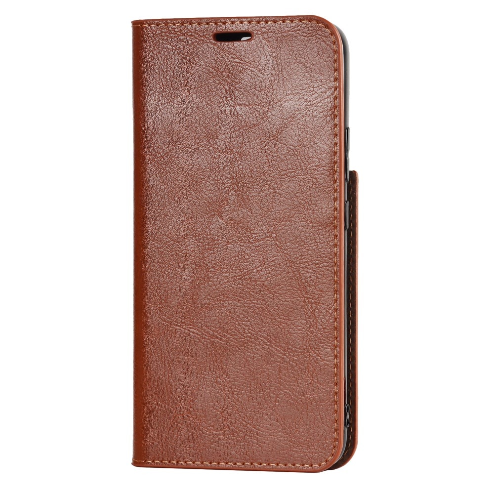 Funda cartera de cuero genuino Samsung Galaxy S22 Plus Marrón