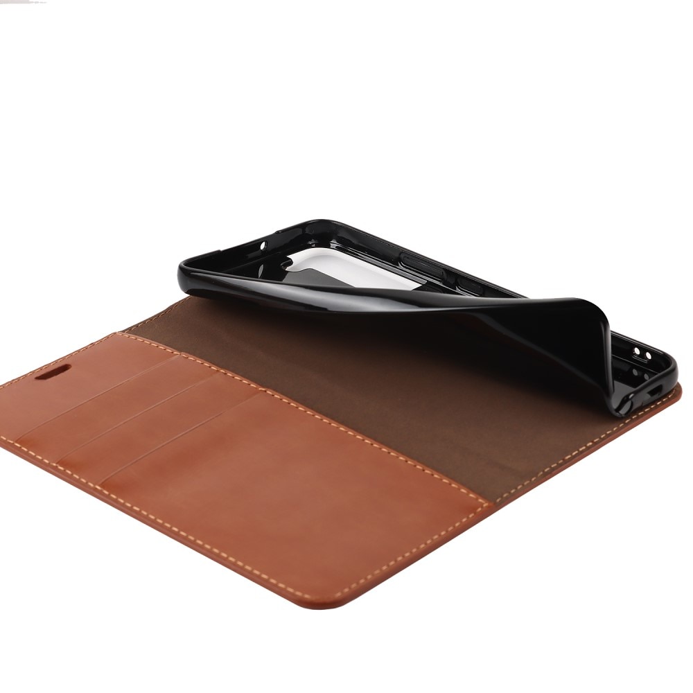 Funda cartera de cuero genuino Samsung Galaxy S22 Plus Marrón
