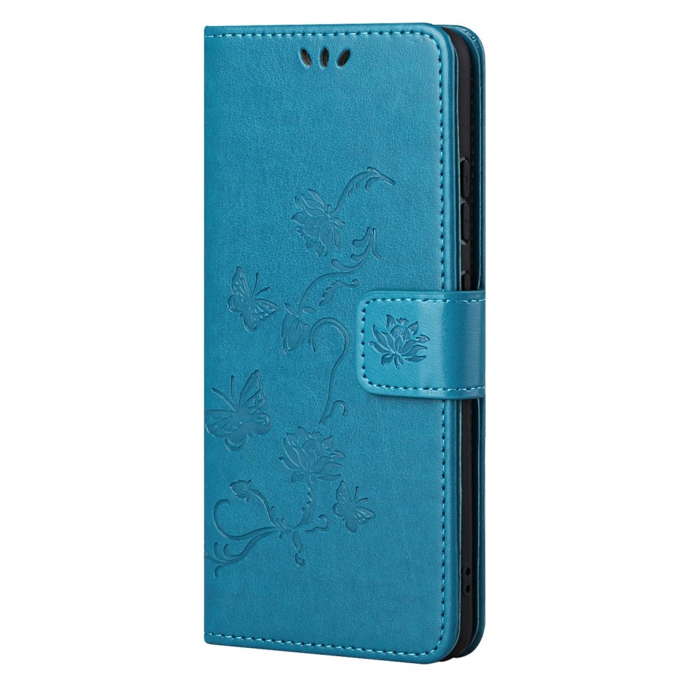Funda de cuero con mariposas para Samsung Galaxy A23, azul