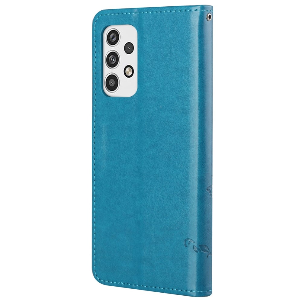 Funda de cuero con mariposas para Samsung Galaxy A23, azul