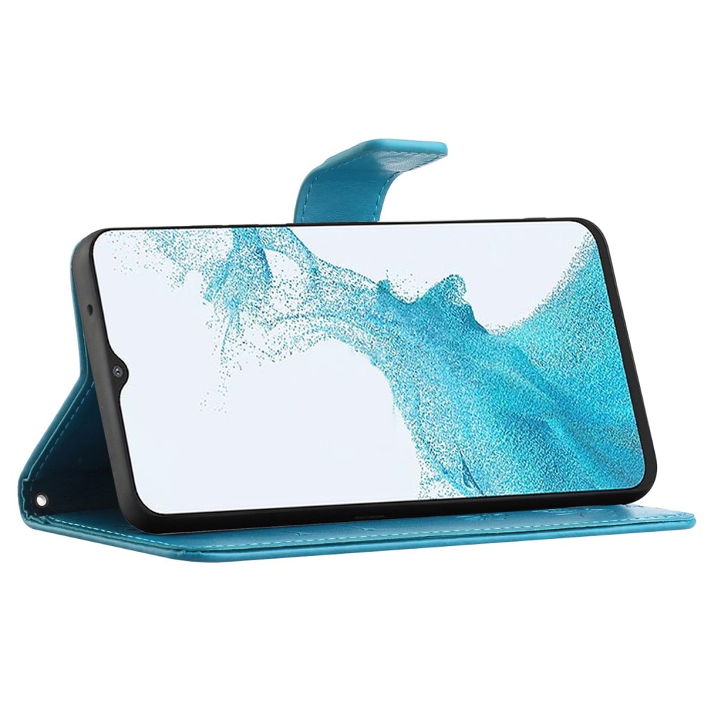 Funda de cuero con mariposas para Samsung Galaxy A23, azul