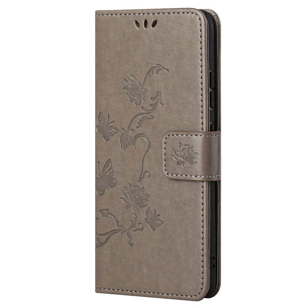 Funda de Cuero con Mariposas Samsung Galaxy A23, Gris