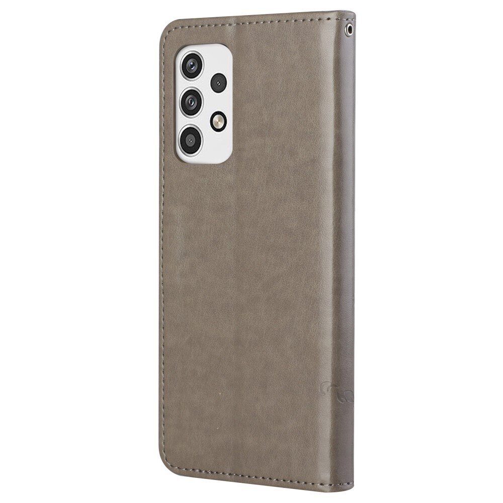 Funda de cuero con mariposas para Samsung Galaxy A23, gris