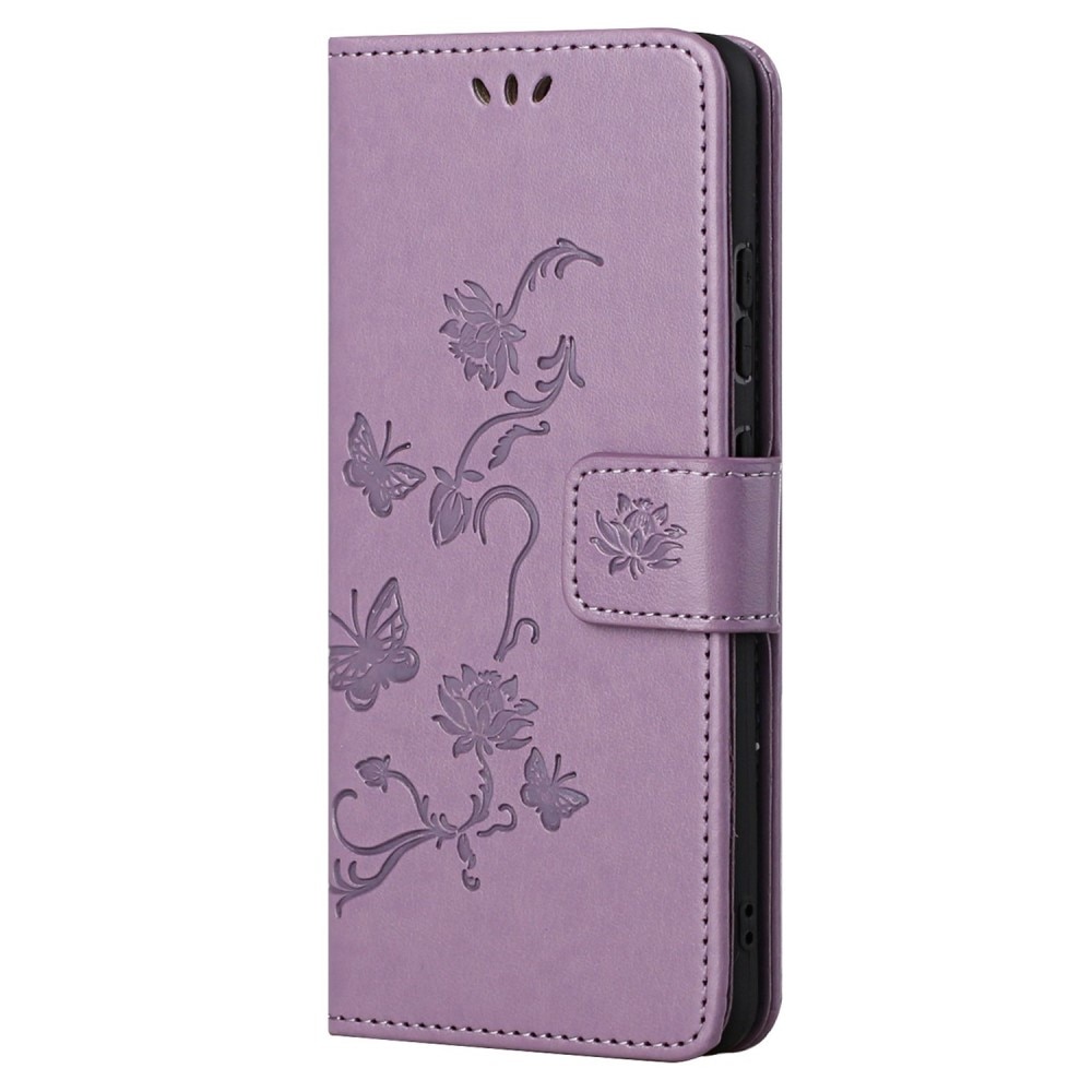 Funda de cuero con mariposas para Samsung Galaxy A23, violeta