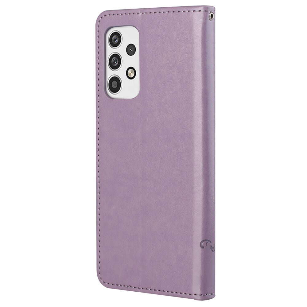 Funda de cuero con mariposas para Samsung Galaxy A23, violeta