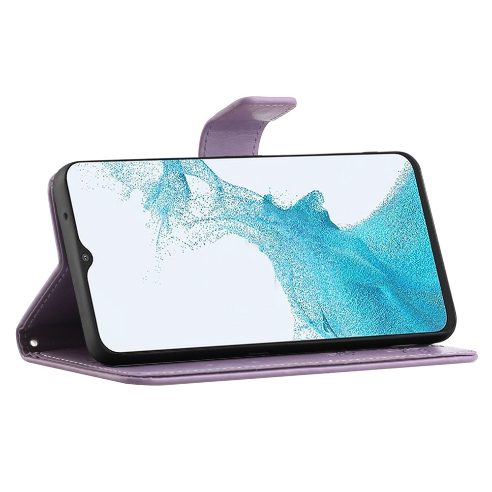 Funda de Cuero con Mariposas Samsung Galaxy A23, Púrpura