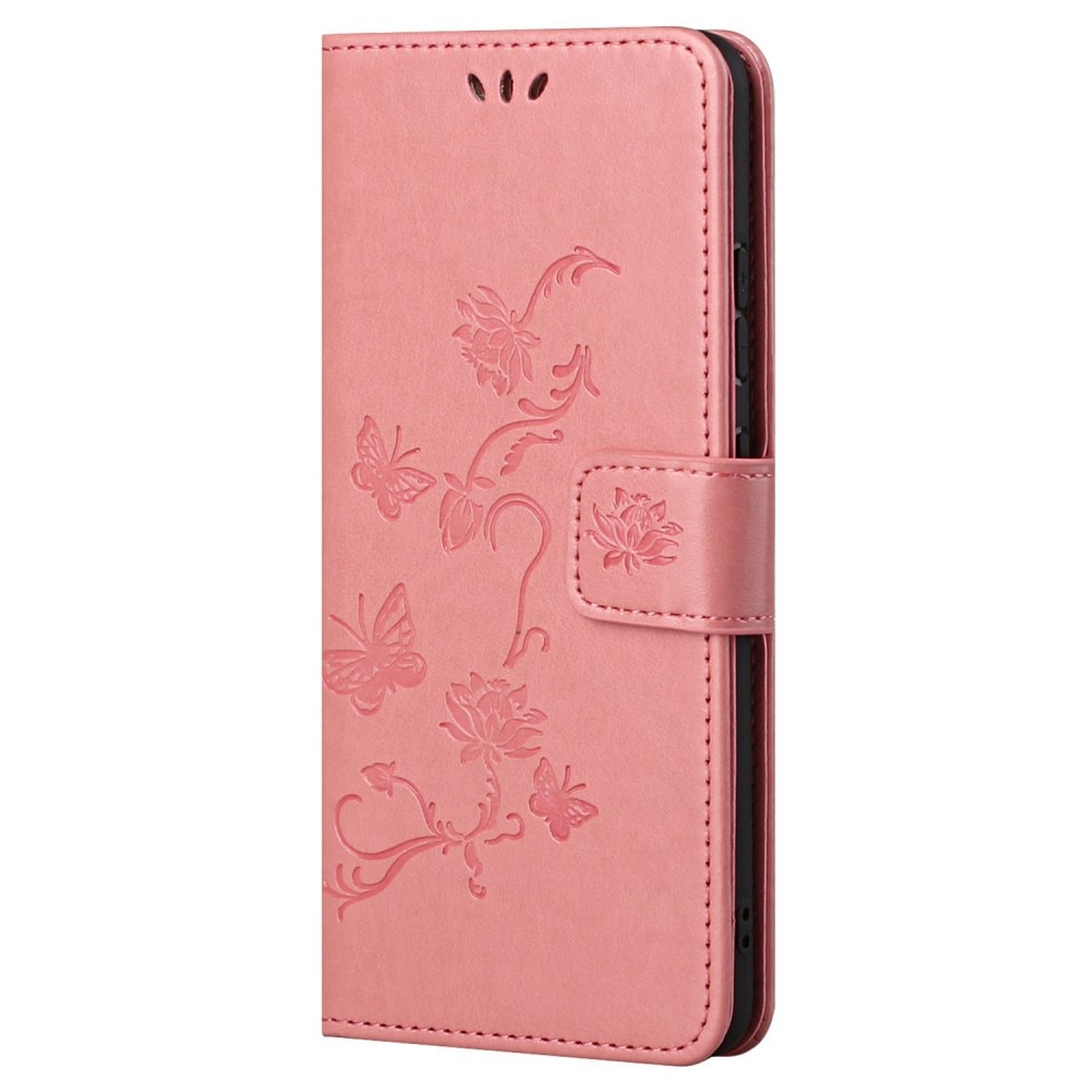 Funda de cuero con mariposas para Samsung Galaxy A23, rosado
