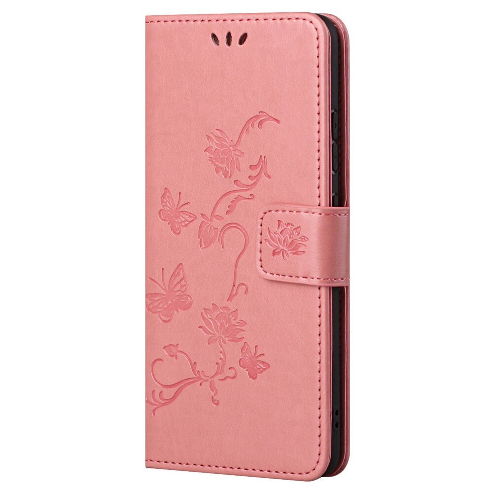Funda de Cuero con Mariposas Samsung Galaxy A23, Rosa