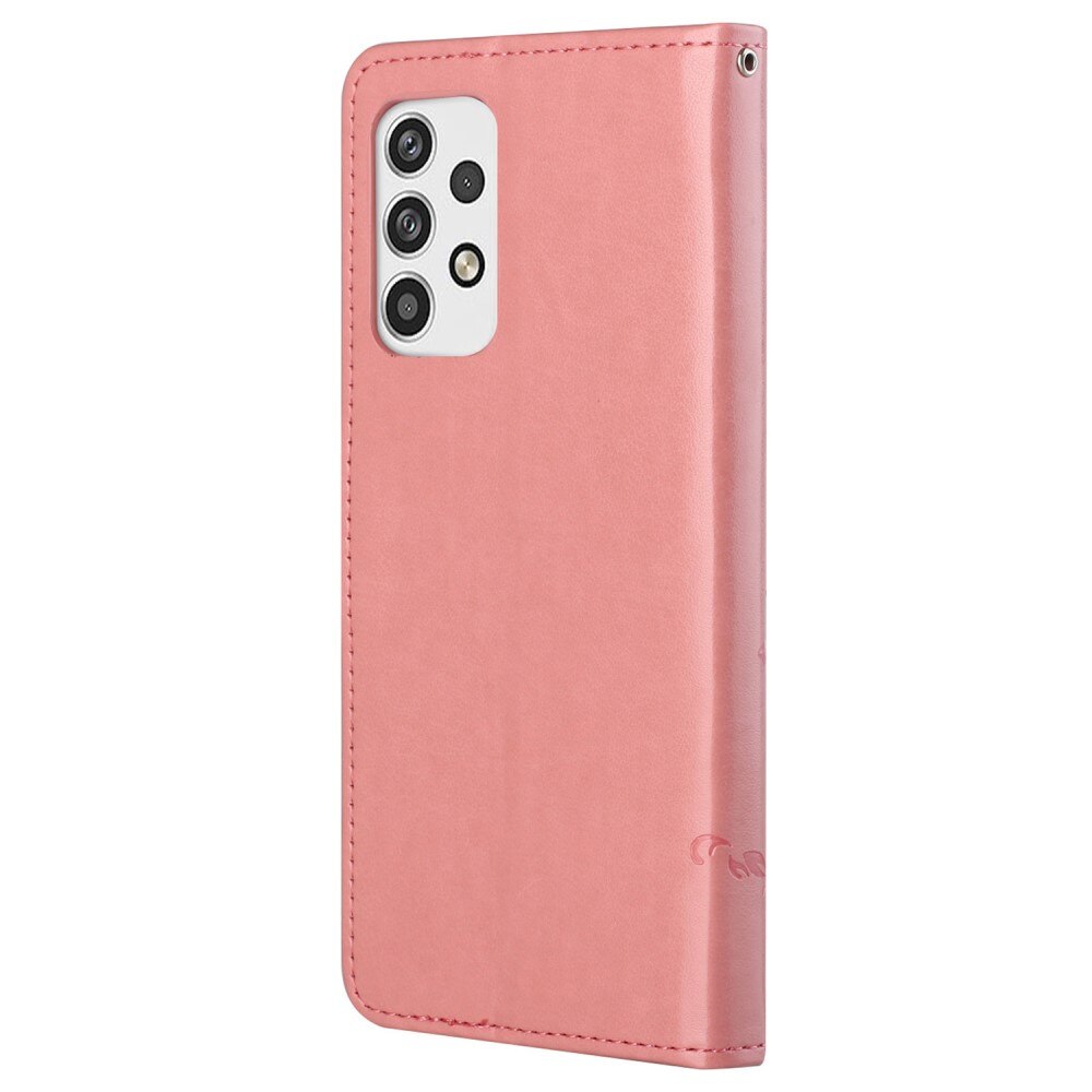 Funda de Cuero con Mariposas Samsung Galaxy A23, Rosa