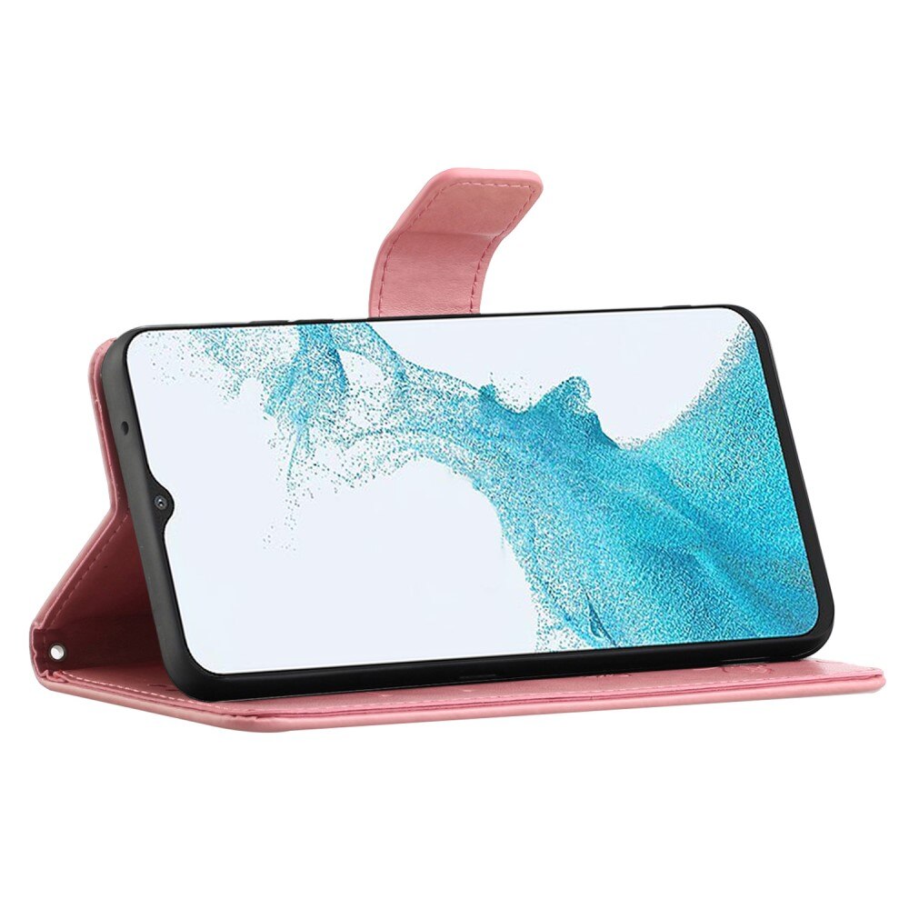 Funda de Cuero con Mariposas Samsung Galaxy A23, Rosa