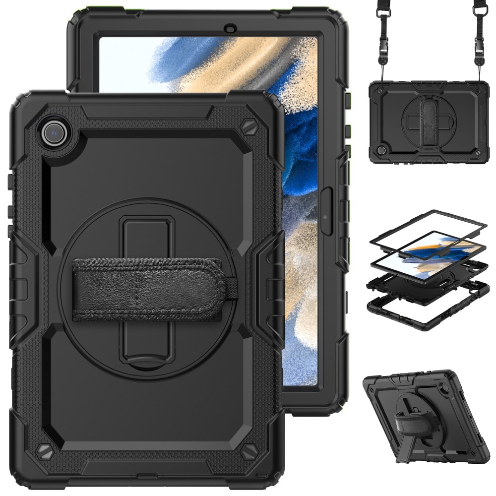 Full Protection Funda híbrida a prueba de golpes Correa el hombro Samsung Galaxy Tab A8 10.5 Negro