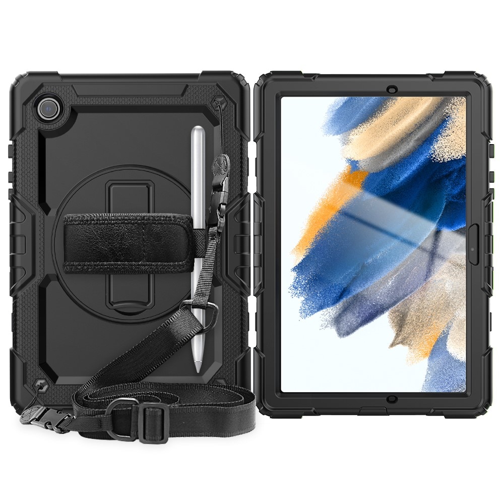 Full Protection Funda híbrida a prueba de golpes Correa el hombro Samsung Galaxy Tab A8 10.5 Negro