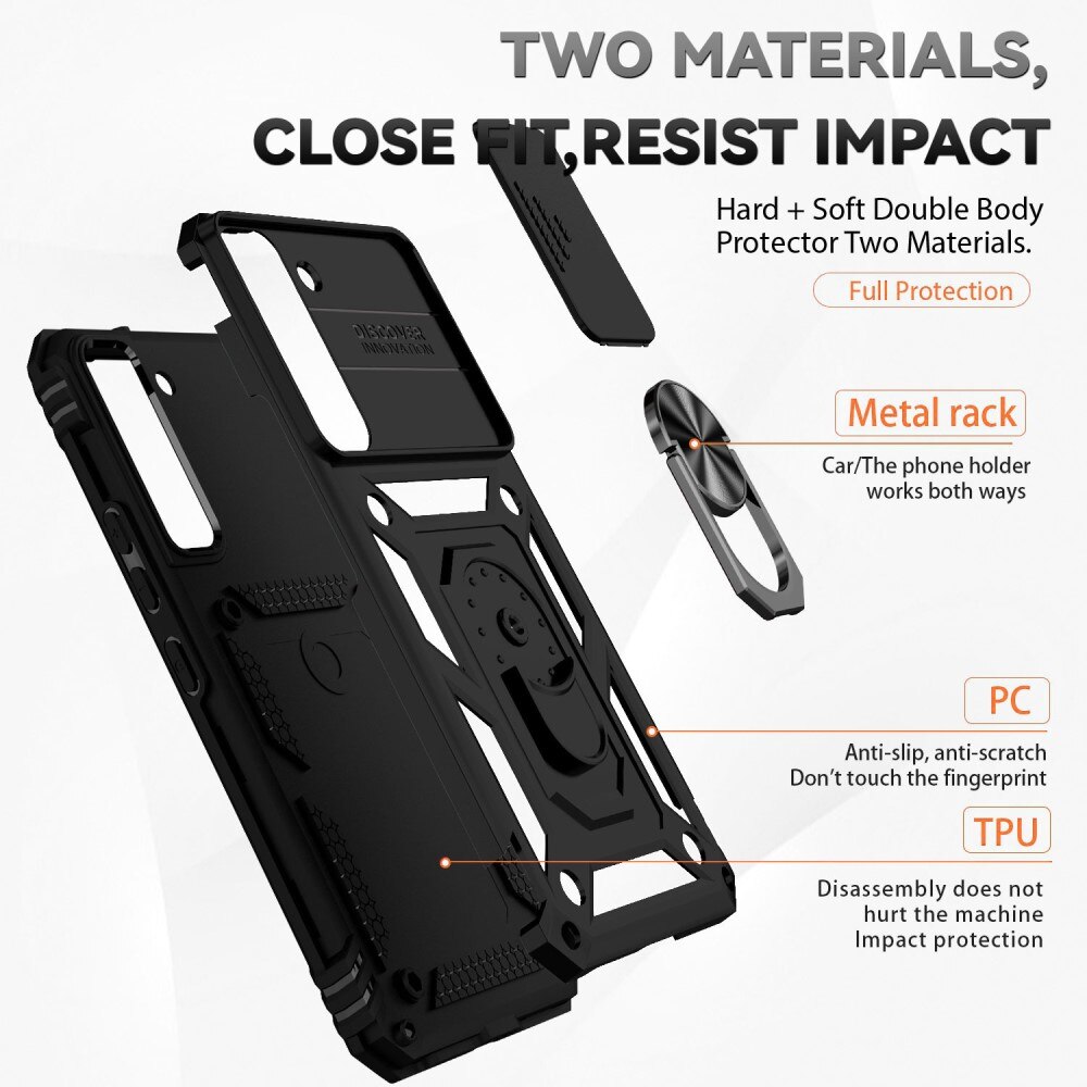 Funda híbrida Ring y Protector Cámara Samsung Galaxy S22 Negro
