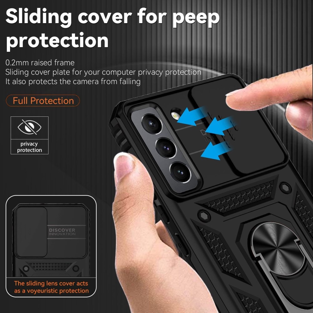 Funda híbrida Ring y Protector Cámara Samsung Galaxy S22 Negro