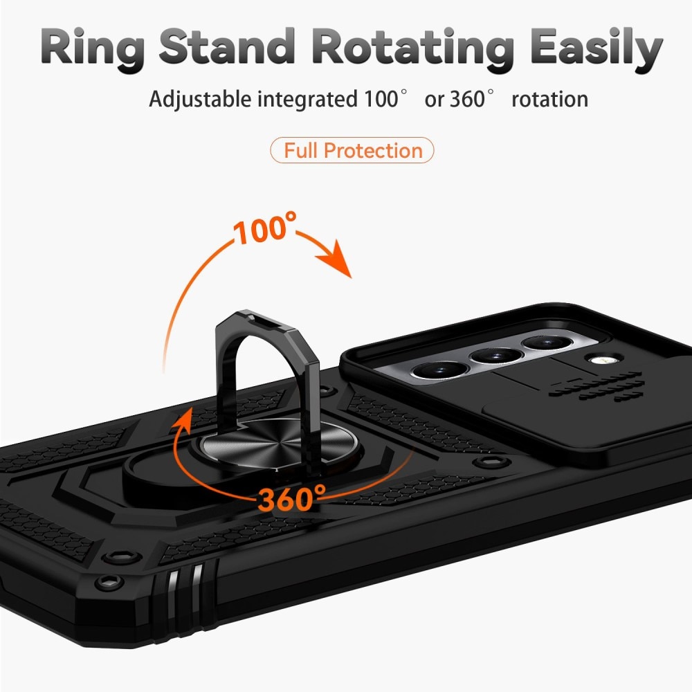 Funda híbrida Ring y Protector Cámara Samsung Galaxy S22 Negro
