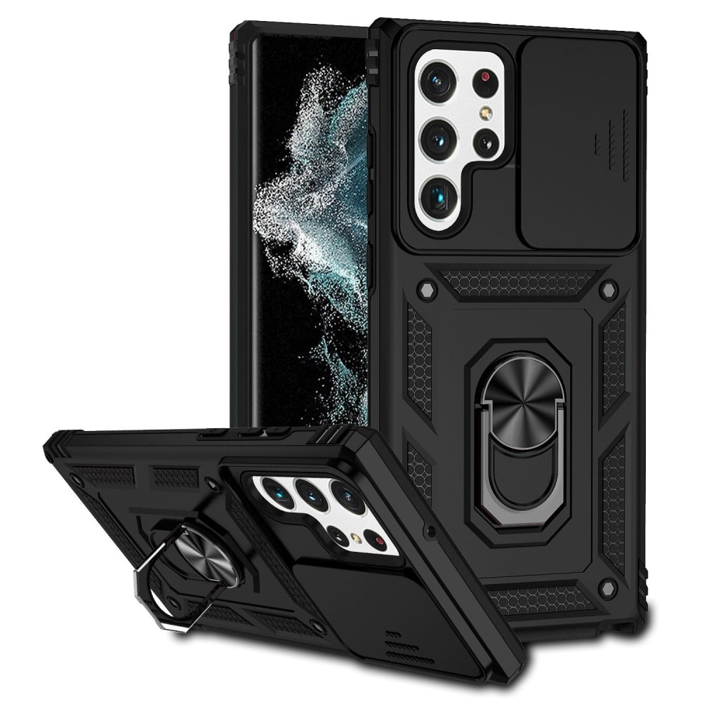 Funda híbrida Ring y Protector Cámara Samsung Galaxy S22 Ultra Negro
