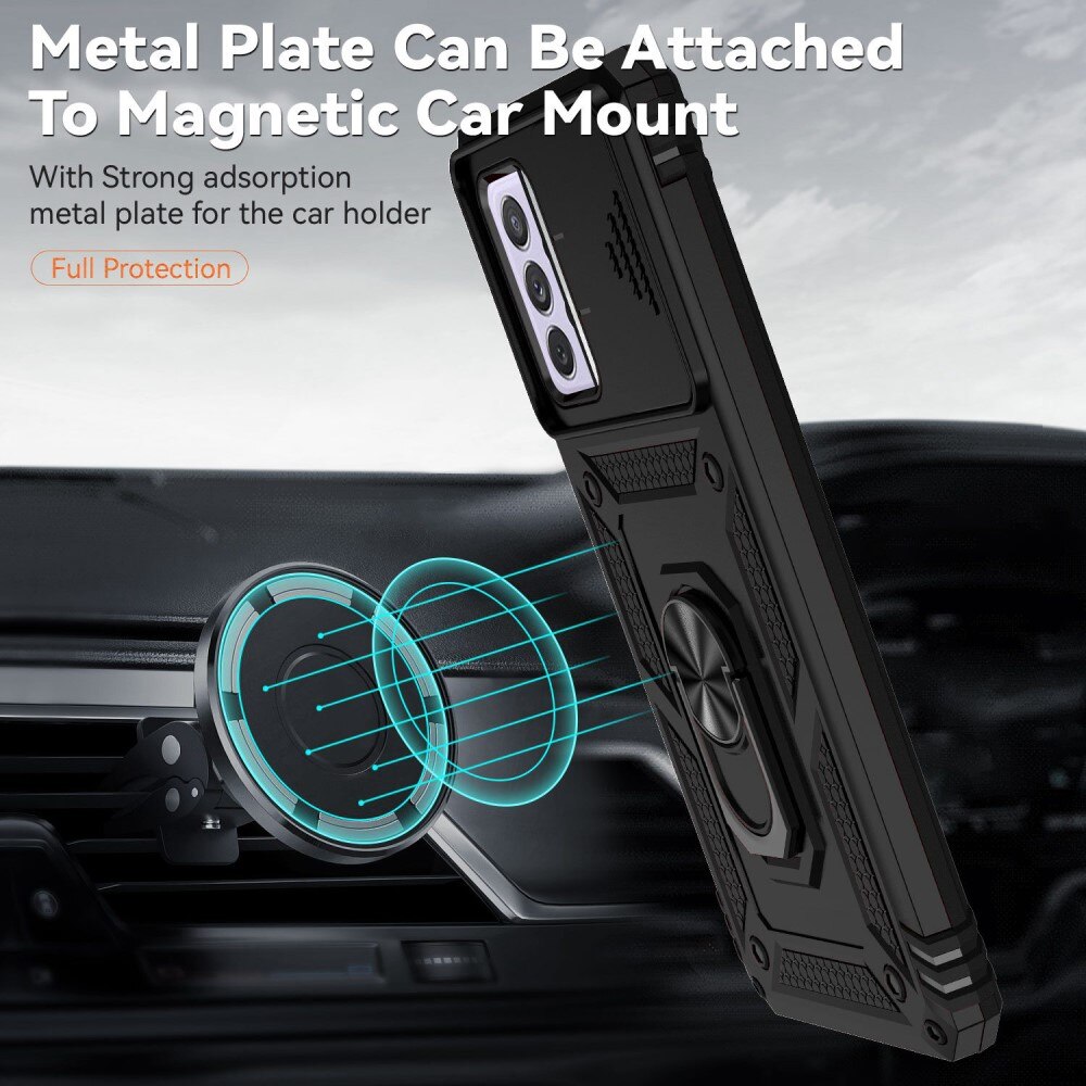 Funda híbrida Ring y Protector Cámara Samsung Galaxy A52 5G Negro