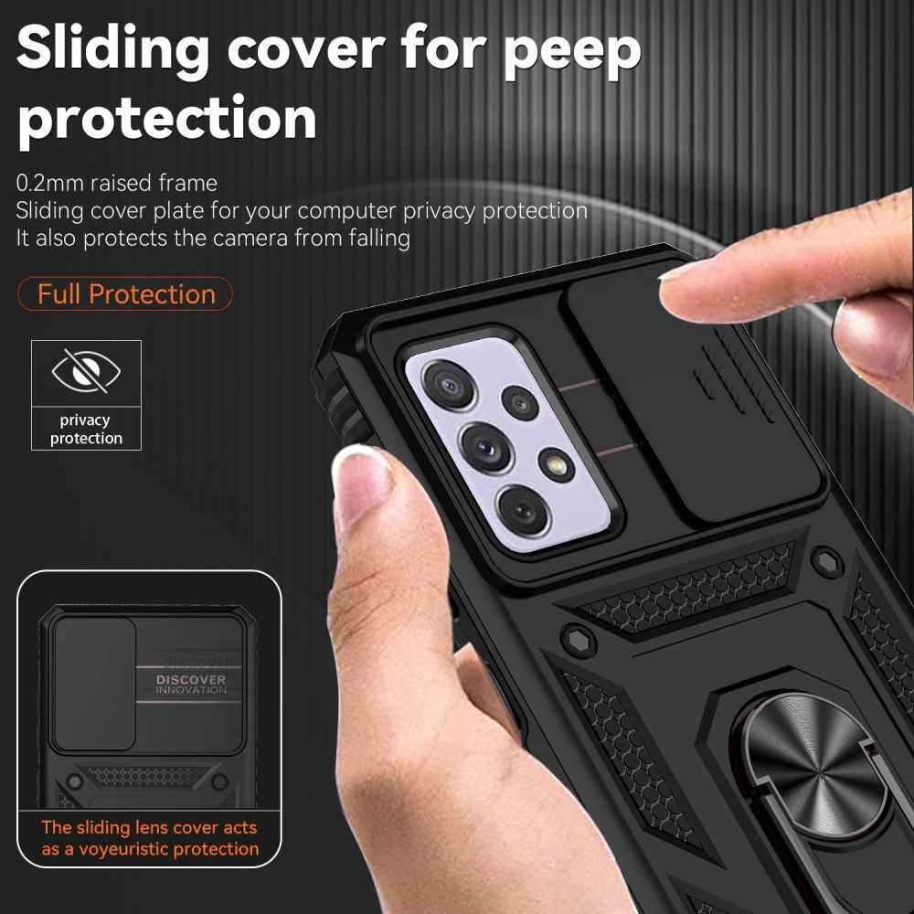 Funda híbrida Ring y Protector Cámara Samsung Galaxy A52 5G Negro