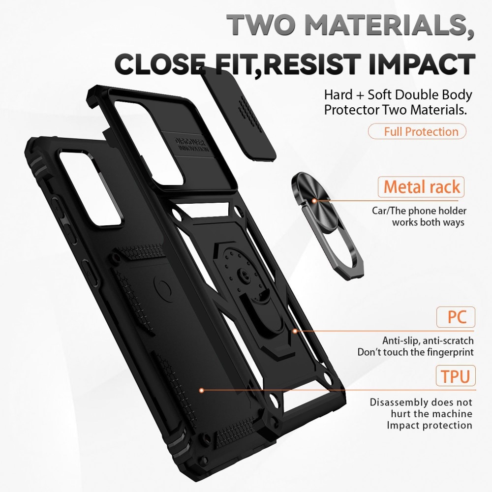 Funda híbrida Ring y Protector Cámara Samsung Galaxy A52 5G Negro