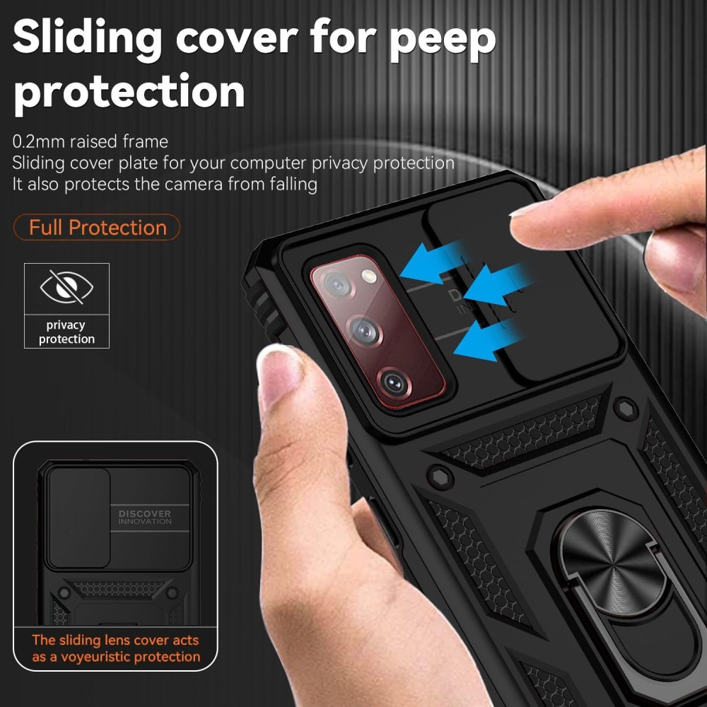 Funda híbrida Ring y Protector Cámara Samsung Galaxy S20 FE Negro