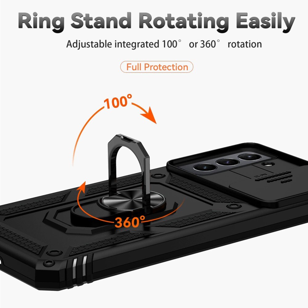 Funda híbrida Ring y Protector Cámara Samsung Galaxy S21 FE Negro