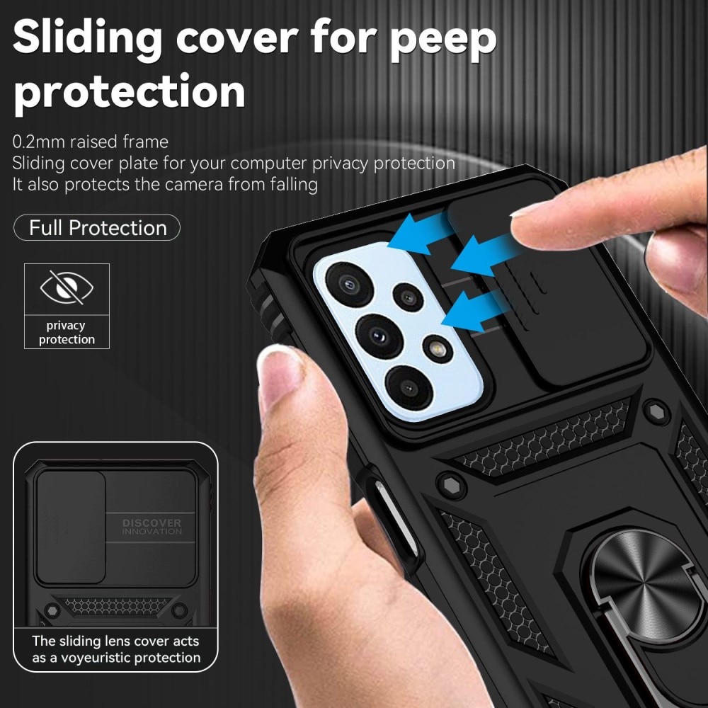 Funda híbrida Ring y Protector Cámara Samsung Galaxy A23 Negro