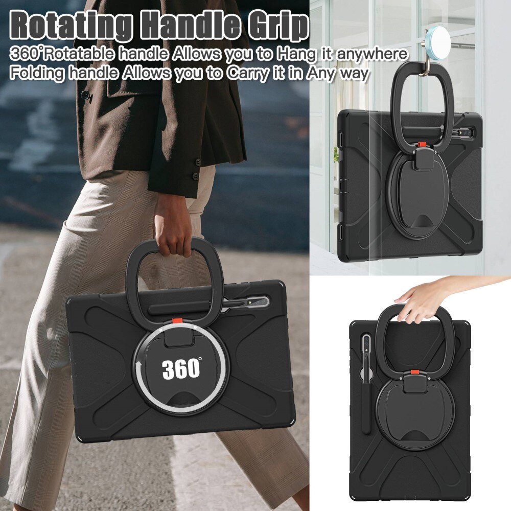 Funda híbrida con soporte y correa para el hombro Samsung Galaxy Tab S10 Ultra negro