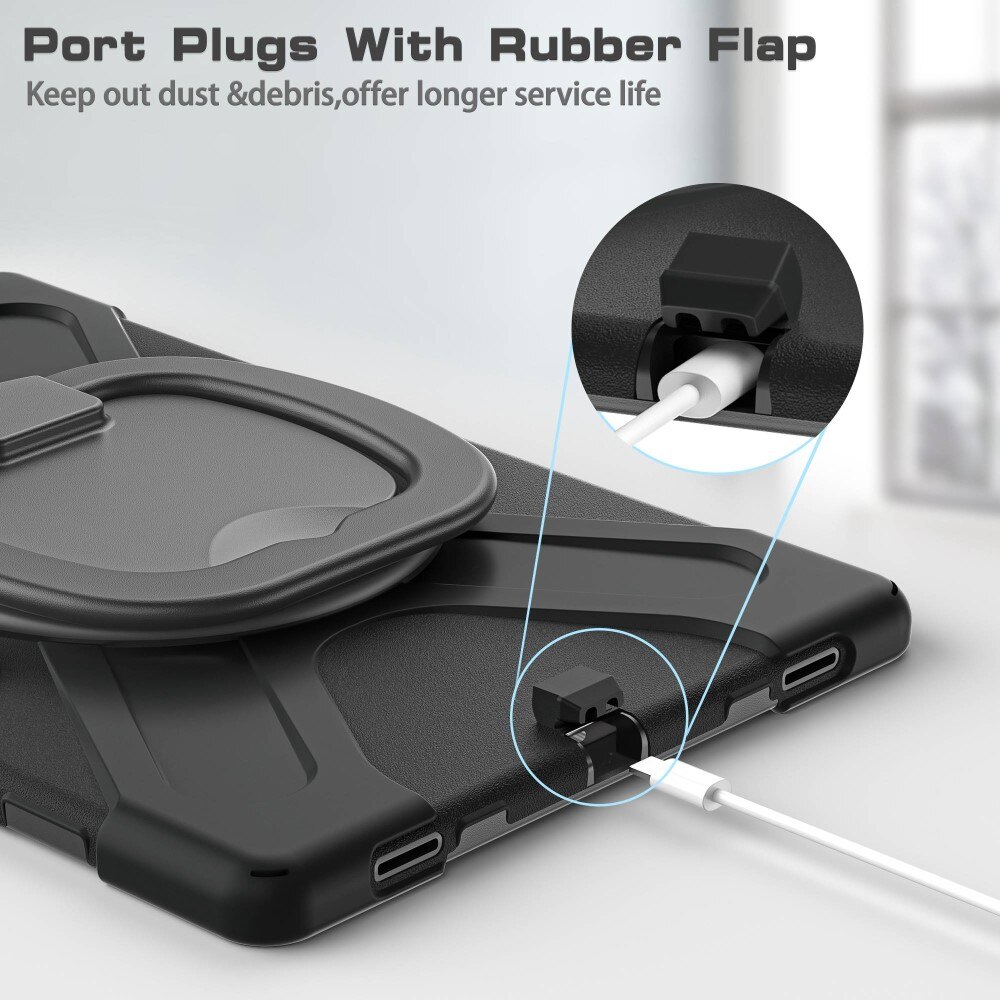Funda híbrida con soporte y correa para el hombro Samsung Galaxy Tab S10 Ultra negro