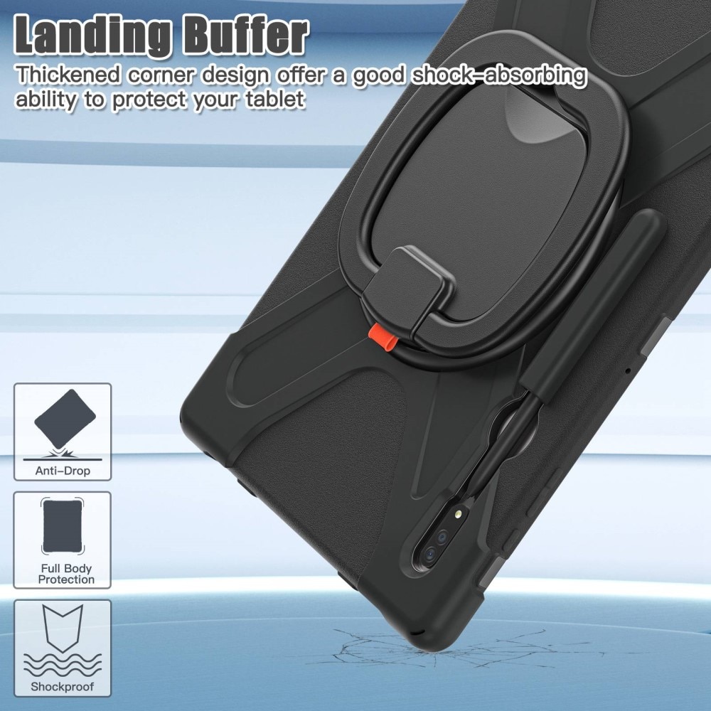 Funda híbrida con soporte y correa para el hombro Samsung Galaxy Tab S10 Ultra negro