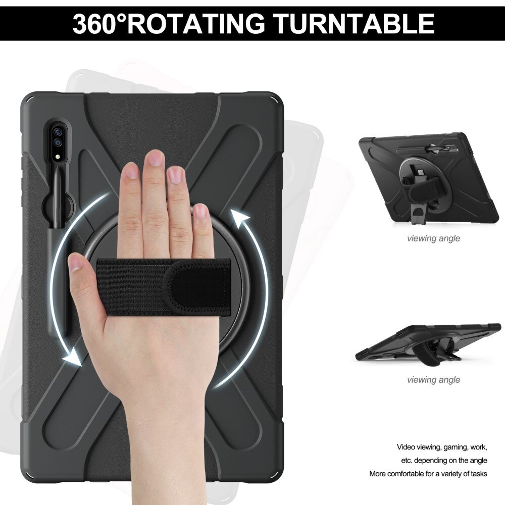 Funda híbrida a prueba de golpes Correa el hombro Samsung Galaxy Tab S10 Ultra negro
