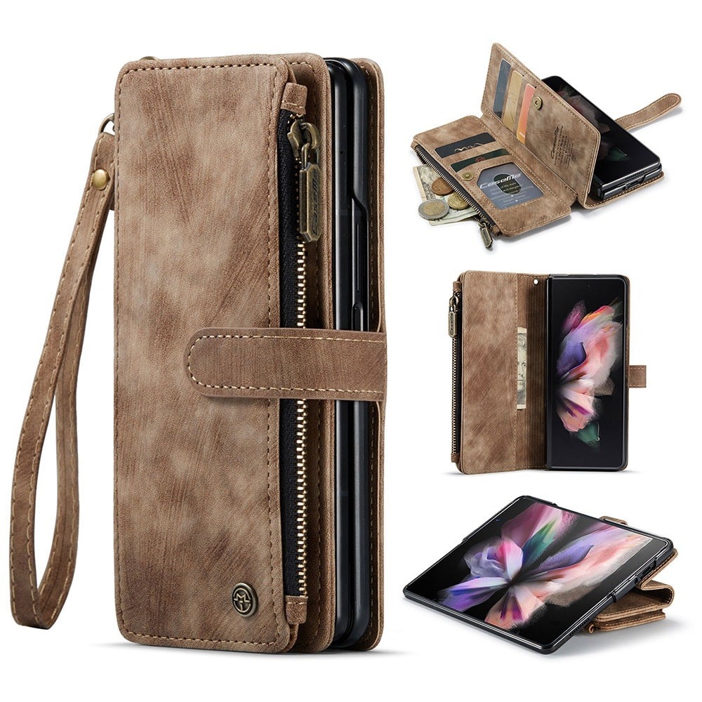 Cartera Zipper Samsung Galaxy Z Fold 3 Marrón