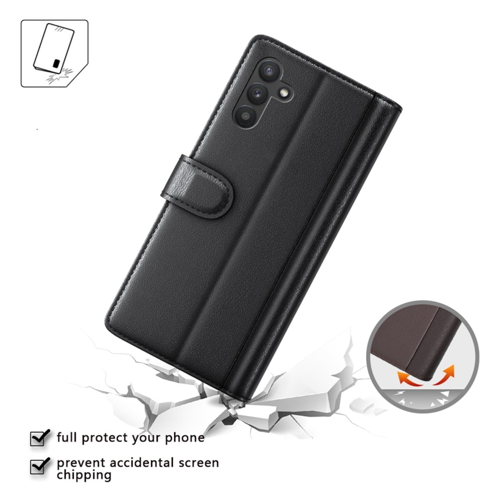 Funda de cuero genuino Samsung Galaxy A04s, Negro
