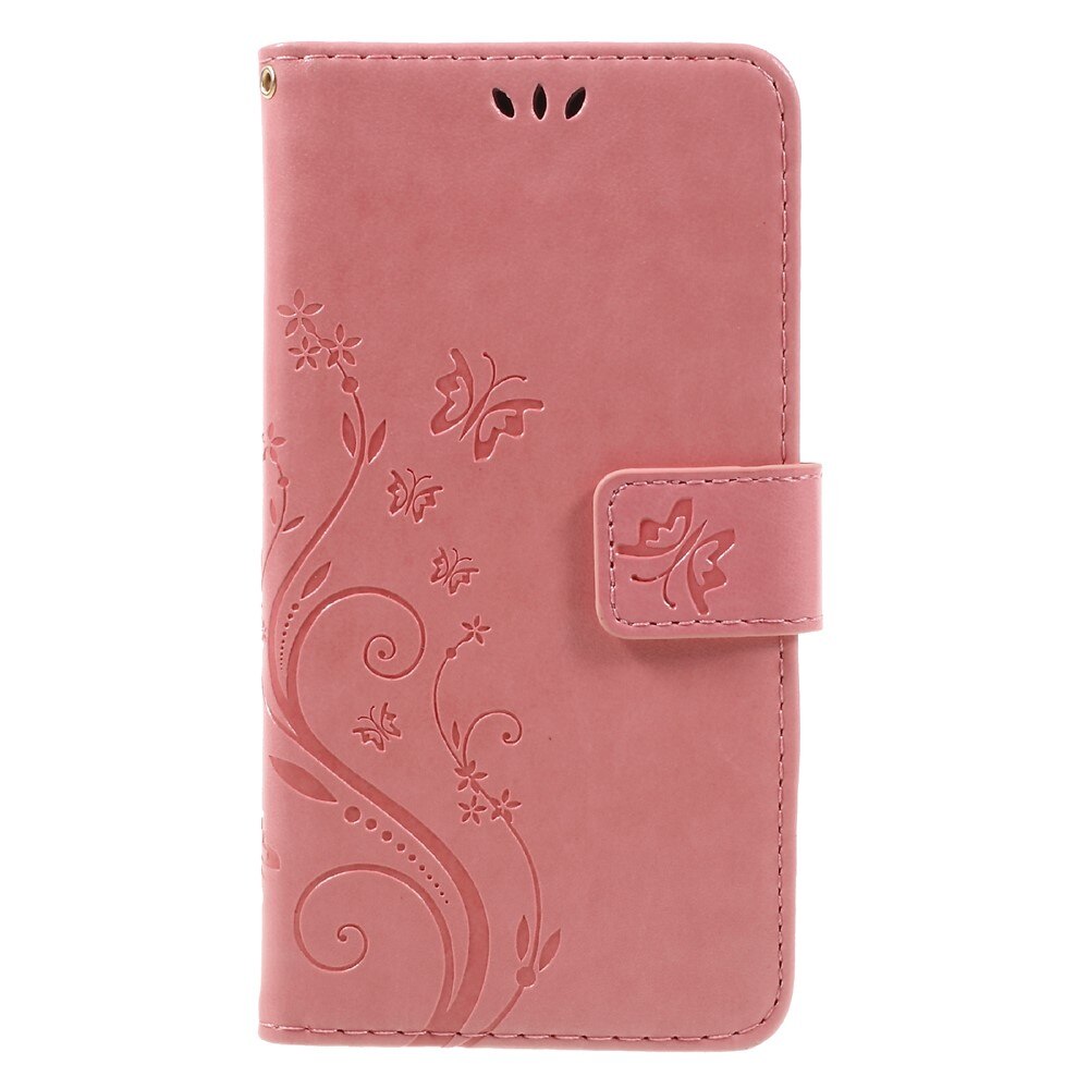 Funda de Cuero con Mariposas Samsung Galaxy A5 2017, Rosa