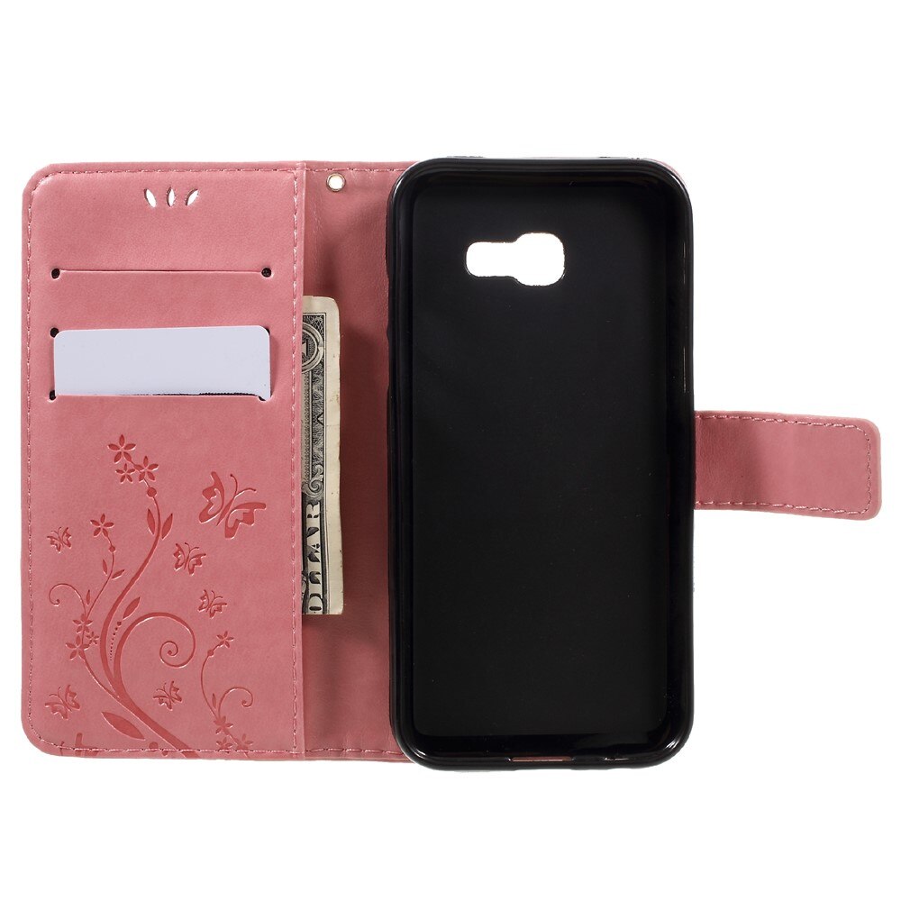 Funda de Cuero con Mariposas Samsung Galaxy A5 2017, Rosa