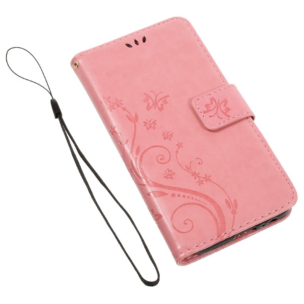 Funda de Cuero con Mariposas Samsung Galaxy A5 2017, Rosa