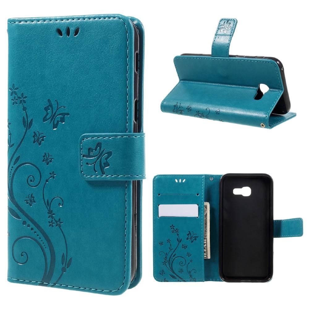 Funda de Cuero con Mariposas Samsung Galaxy A5 2017, Azul