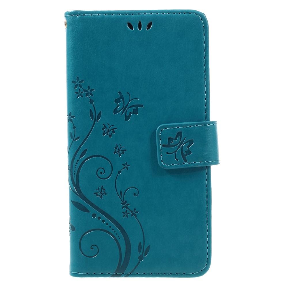 Funda de Cuero con Mariposas Samsung Galaxy A5 2017, Azul