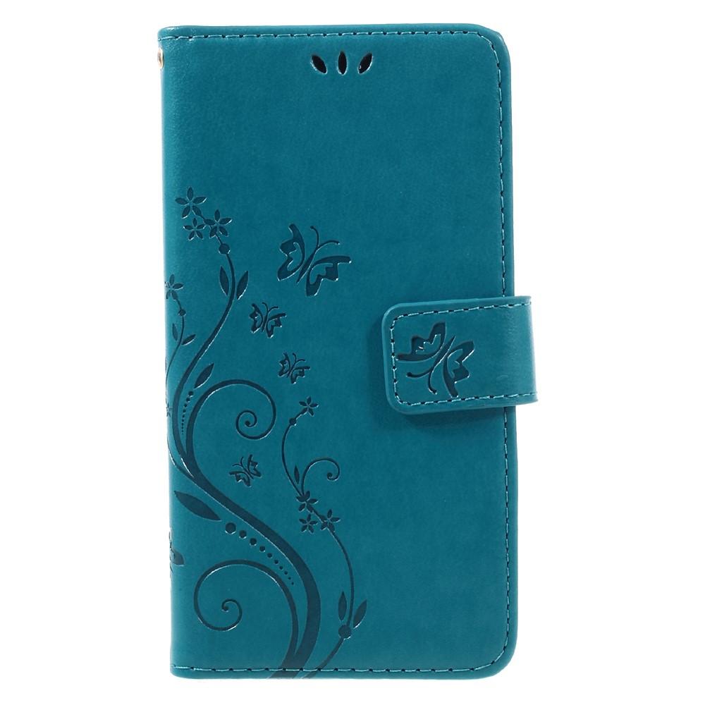 Funda de cuero con mariposas para Samsung Galaxy A5 2017, azul