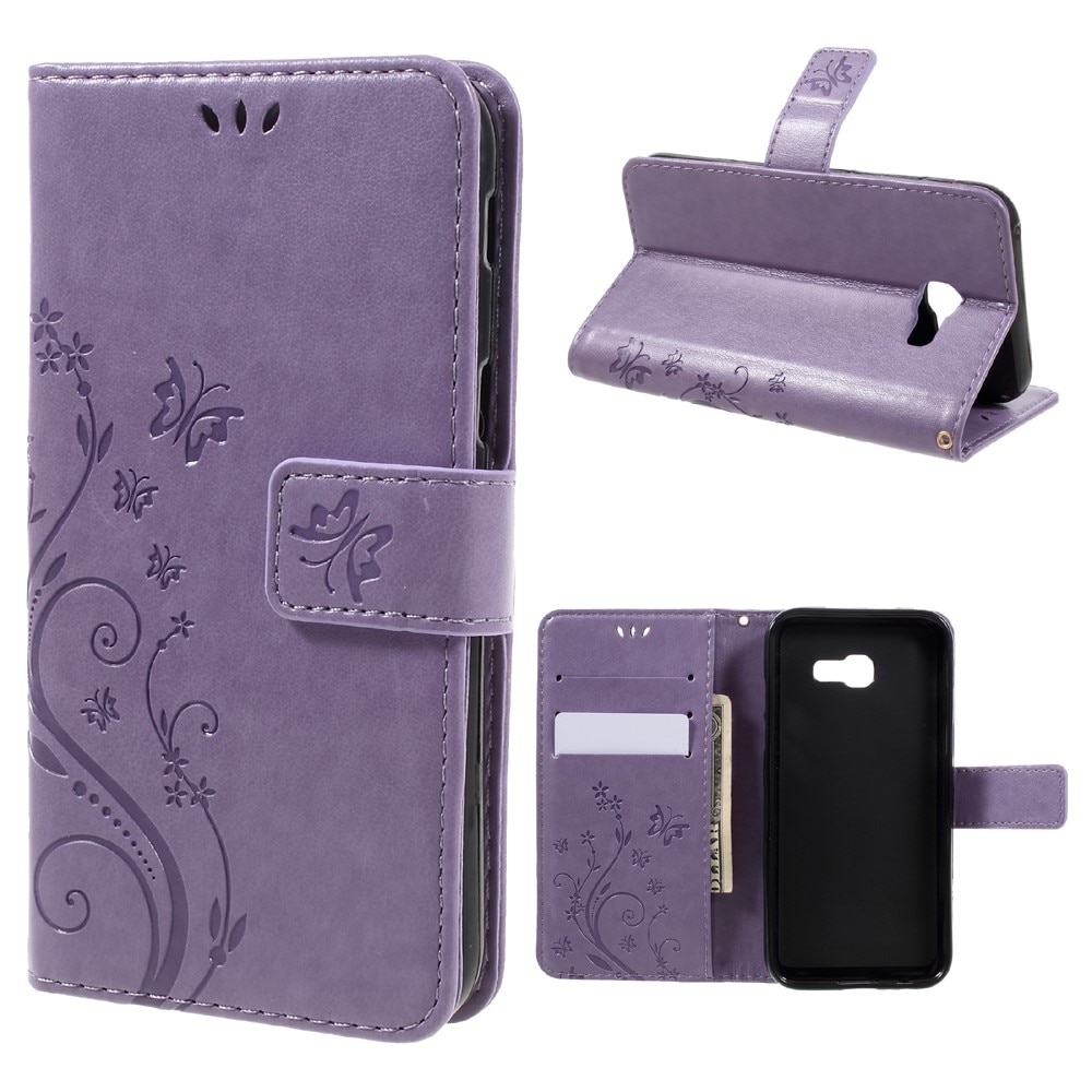 Funda de Cuero con Mariposas Samsung Galaxy A5 2017, Púrpura