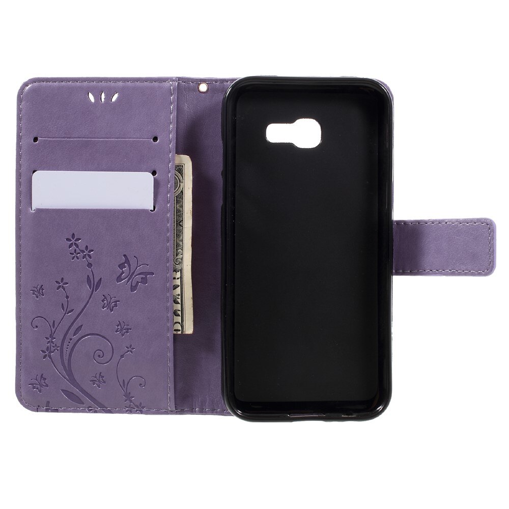 Funda de Cuero con Mariposas Samsung Galaxy A5 2017, Púrpura