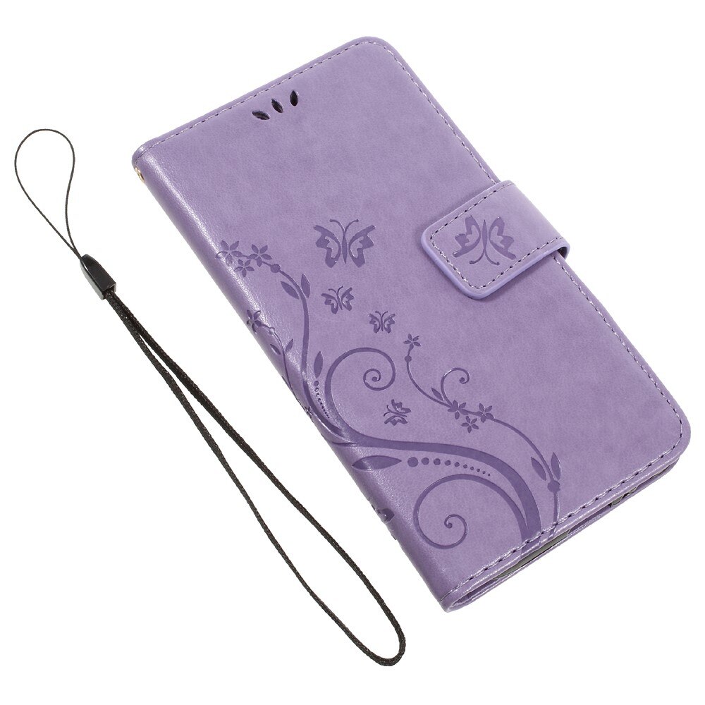 Funda de Cuero con Mariposas Samsung Galaxy A5 2017, Púrpura