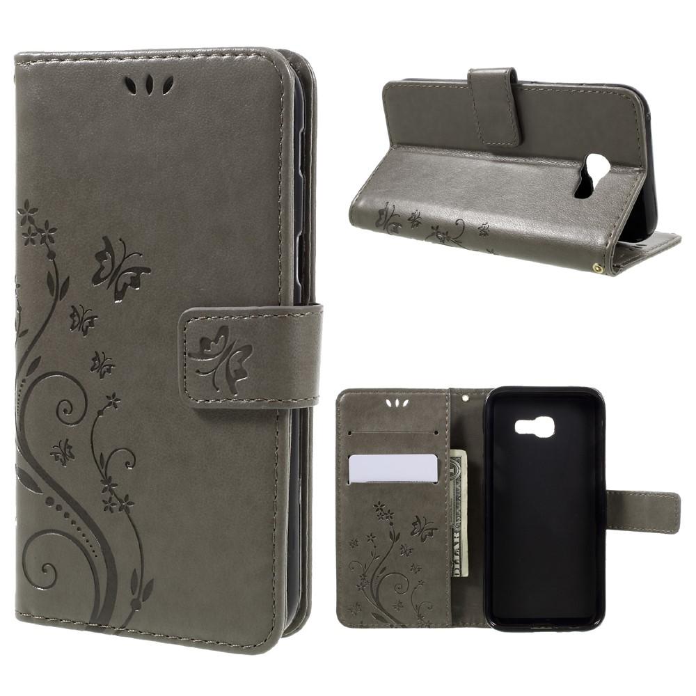 Funda de Cuero con Mariposas Samsung Galaxy A3 2017, Gris