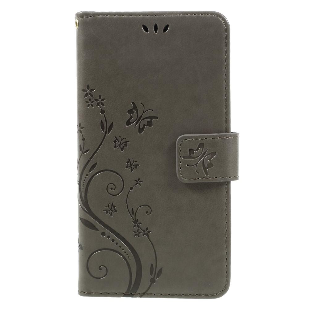 Funda de cuero con mariposas para Samsung Galaxy A3 2017, gris