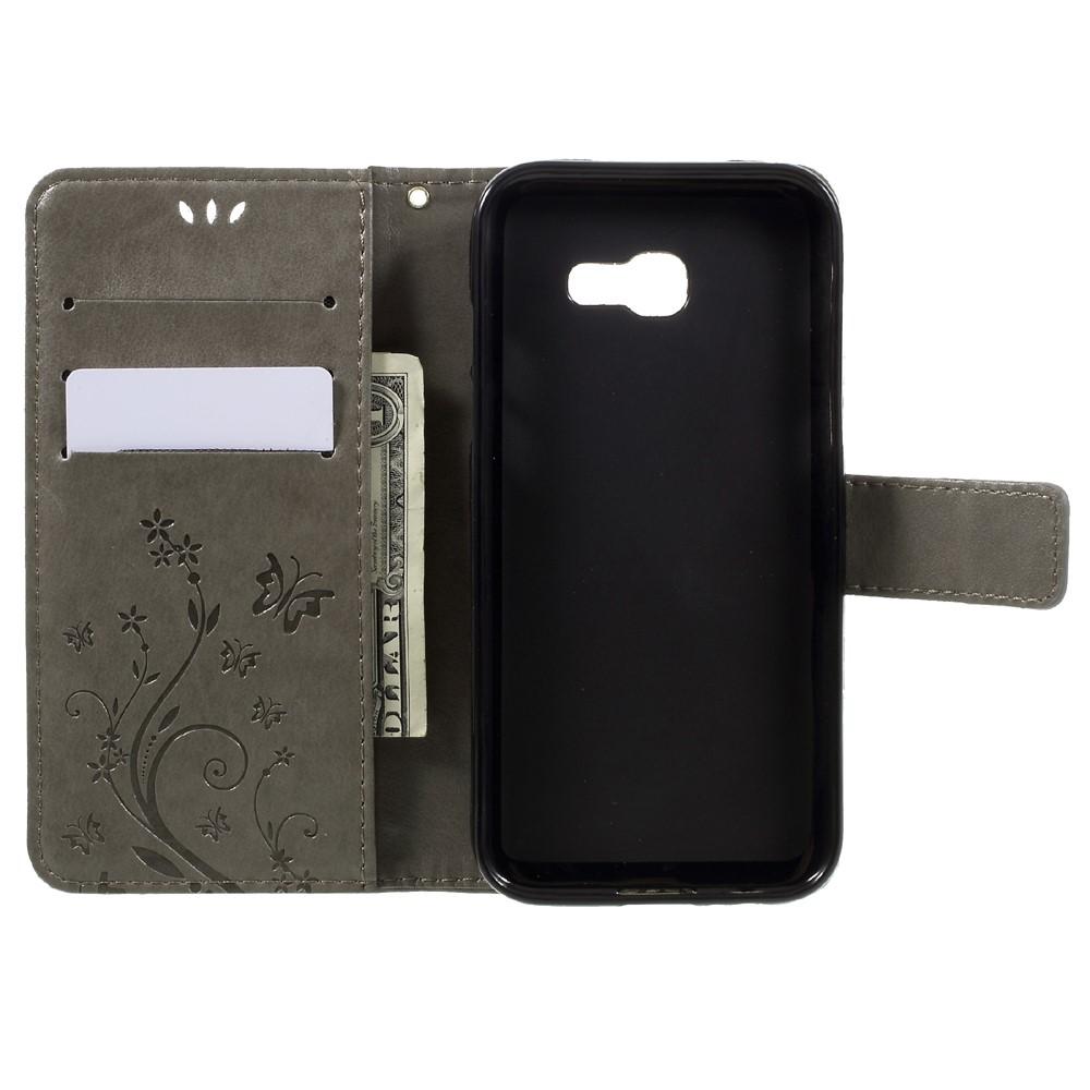 Funda de Cuero con Mariposas Samsung Galaxy A3 2017, Gris